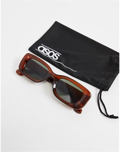 Коричневые солнцезащитные очки в квадратной скошенной оправе с линзами G 15 Asos design