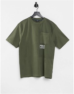 Oversized футболка цвета хаки с принтом в виде координат Only & sons