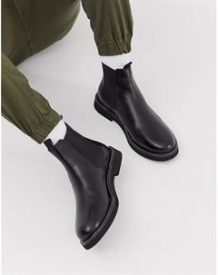 Черные кожаные ботинки челси на толстой подошве Asos design