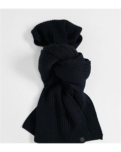 Чернильно синий трикотажный шарф в рубчик из мериносовой шерсти Allsaints