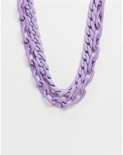 Сиренево фиолетовое ярусное ожерелье с плоскими и открытыми звеньями Asos design
