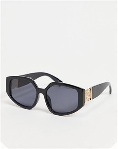 Oversized солнцезащитные очки черного цвета с золотистой эмблемой Liars & lovers