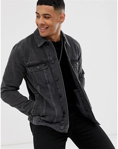 Выбеленная черная джинсовая куртка классического кроя Asos design