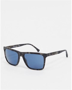 Солнцезащитные очки с голубыми линзами в квадратной оправе под черепаху Emporio armani