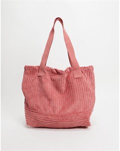 Большая вельветовая сумка тоут темно розового цвета Asos design