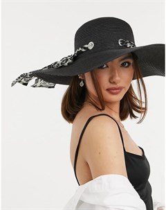 Черная соломенная солнцезащитная шляпа с лентой с леопардовым принтом Boardmans