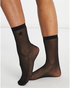 Черные прозрачные носки со звездочкой высотой до середины голени Asos design