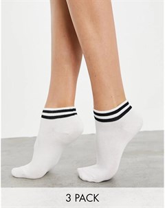 Набор из 3 пар черно белых носков с полосками до щиколотки French connection