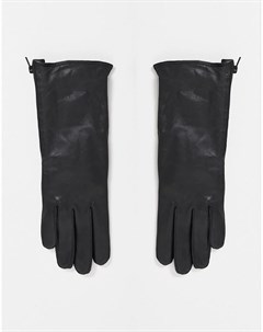 Черные кожаные перчатки French connection