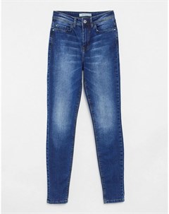 Синие выбеленные зауженные джинсы с завышенной талией Jona Jdy