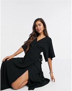 Черное платье миди с рукавами кимоно Liquorish