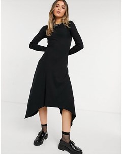 Черное платье с длинными рукавами и волнообразным подолом Gia Allsaints