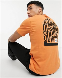 Оранжевая футболка с круглым вырезом и логотипом на груди Herschel supply co