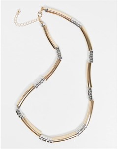 Ожерелье в виде металлических бусин и трубочек разных цветов Asos design