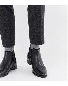 Черные кожаные ботинки челси для широкой стопы с однотонной подошвой Asos design