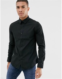 Черная поплиновая рубашка классического кроя New look