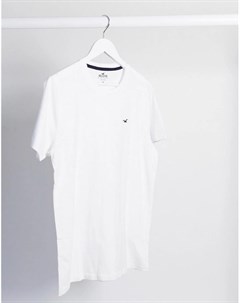 Белая футболка с круглым вырезом и логотипом Hollister