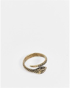 Золотистое незамкнутое кольцо змея Asos design