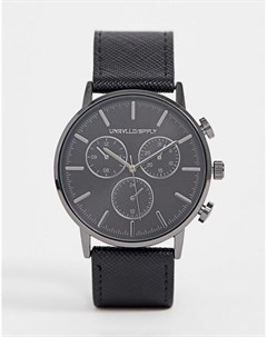 Классические часы с черным ремешком из искусственной сафьяновой кожи Asos design