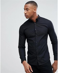Черная облегающая эластичная рубашка из поплина Only & sons