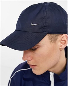Темно синяя кепка с металлическим логотипом галочкой Nike
