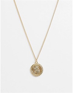 Золотистое ожерелье с подвеской монетой Asos design