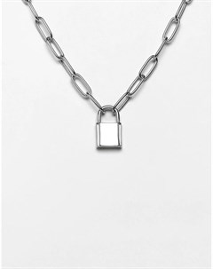 Серебристое ожерелье с цепочкой и подвеской замком Asos design
