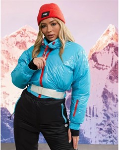 Укороченная горнолыжная куртка с высоким воротником и поясом ski Asos 4505
