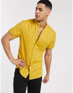 Облегающая оксфордская рубашка горчичного цвета с воротником на пуговице Asos design