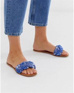 Синие сандалии с принтом пейсли и плетеным ремешком Farlow Asos design