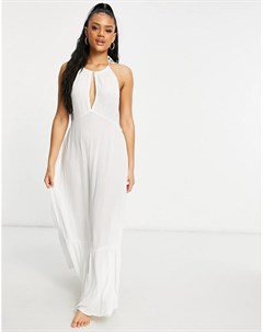 Эксклюзивное пляжное ярусное платье макси белого цвета Iisla & bird