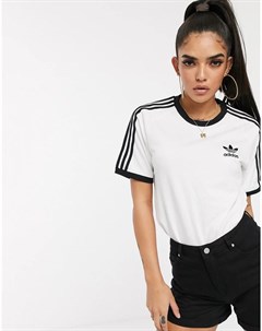 Белая футболка с тремя полосками adicolor Adidas originals