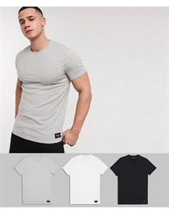 3 футболки белая серая и черная с круглым вырезом и логотипом Abercrombie & fitch