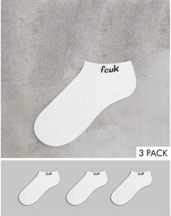 Набор из 3 пар черных носков до щиколотки с логотипом FCUK French connection