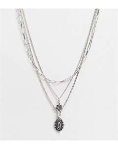 Ожерелье из цепочек в несколько рядов с крестом из полированного серебра Inspired Reclaimed vintage