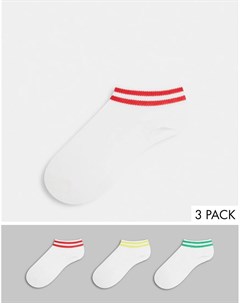 Набор из 3 пар носков до щиколотки с полосками красного зеленого и желтого цвета French connection