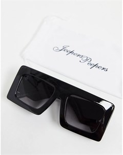 Черные солнцезащитные очки с прямым верхом Jeepers peepers