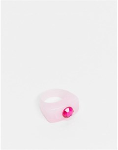Розовое пластиковое кольцо со стразом цвета фуксии Asos design