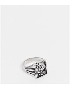Серебристое кольцо печатка с изображением св Христофора Inspired Reclaimed vintage