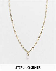 Позолоченное ожерелье из стерлингового серебра с овальной жемчужной подвеской Serge denimes