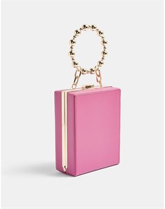 Розовая квадратная сумка с ручкой из бусин Topshop