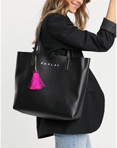 Двусторонняя черно розовая спортивная сумка Replay