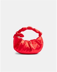 Красная атласная сумка с узлом Topshop