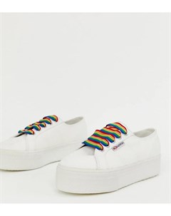 Эксклюзивные белые массивные кроссовки с разноцветными шнурками 2790 Superga