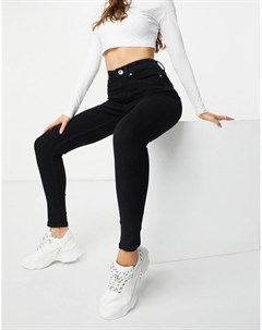 Черные зауженные джинсы с завышенной талией и логотипом The couture club