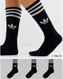 3 пары черных носков с логотипом трилистником Adidas originals