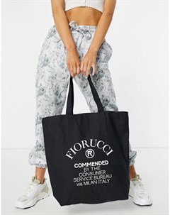 Темно синяя сумка шопер с логотипом Commende Fiorucci