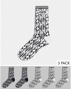 Набор из 5 пар носков с монограммным принтом River island