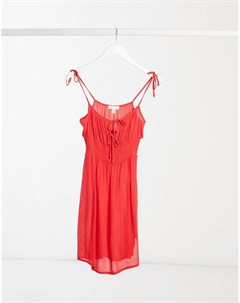Красное платье мини с оборками спереди Topshop