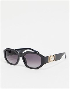 Черные солнцезащитные очки в винтажном стиле с золотистой отделкой на дужках Pieces